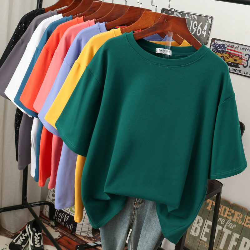 Krohn-e | Oversized Baumwoll-Basic-T-Shirt für Damen