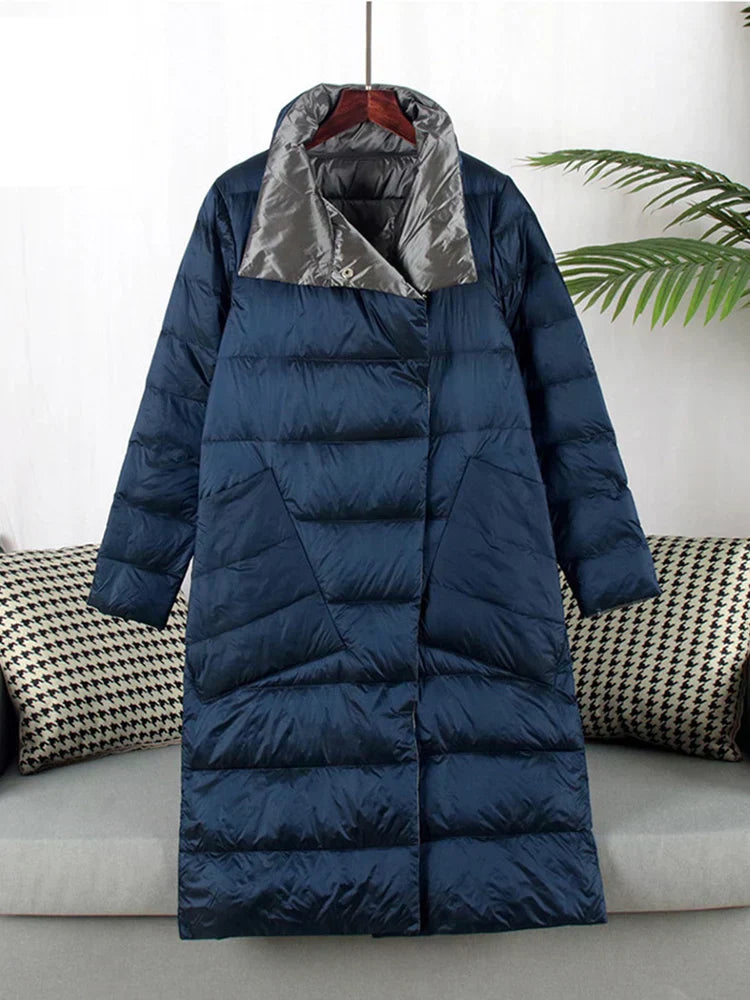 Krohn-e | Lange Karierte mit Taschen für Damen Ideal für Den Winter