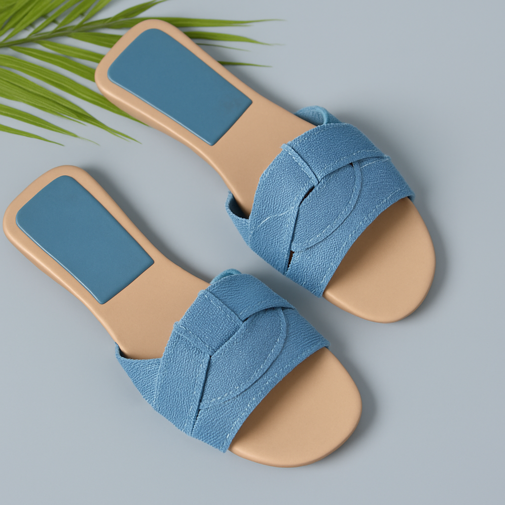 KROHN-E Damen Slides Pantoletten Gepolstert Beige