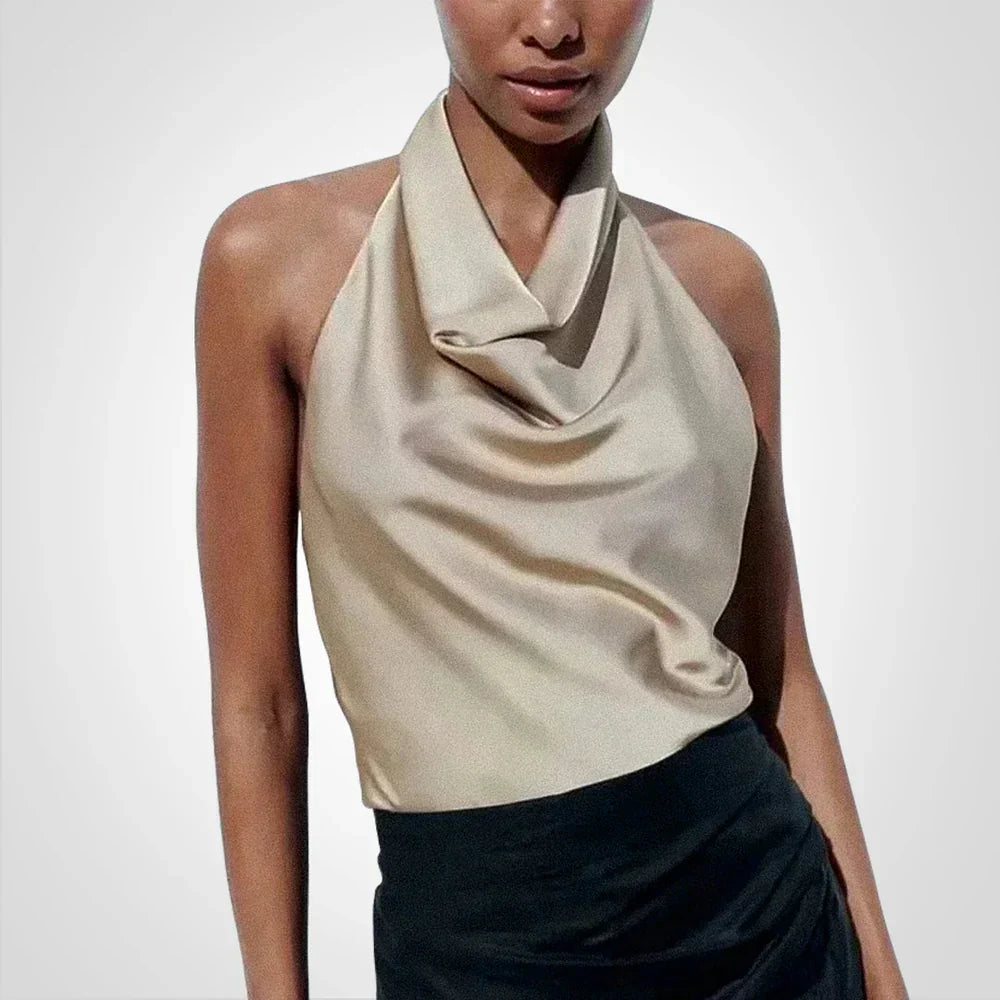 Satin Crop Top with Neckholder by Fudus