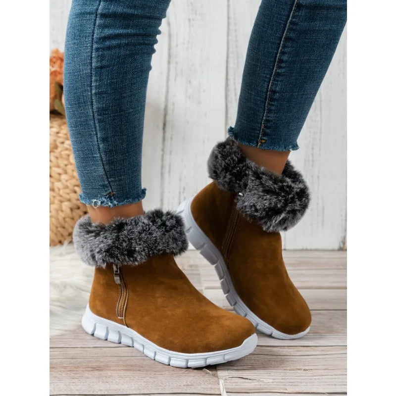 Krohn-e | Runde Zehe Schlichte Plüsch Winterschuhe