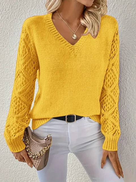 Krohn-e | Solid V-Ausschnitt Strickpullover