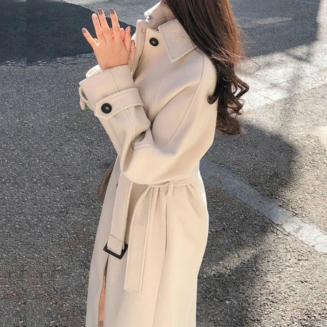 Krohn-e | Maliney Damen Klassiker Warme Trench Mantel Lang