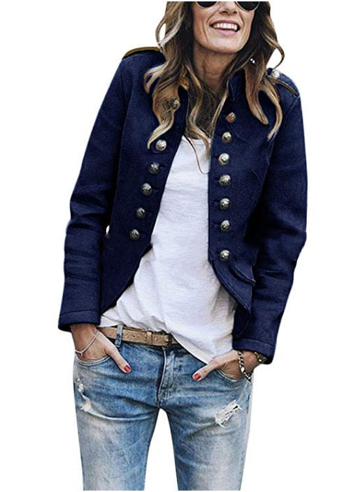 Moderner Blazer mit Ärmeln und angesagten Knöpfen für eine schlanke, trendige Silhouette