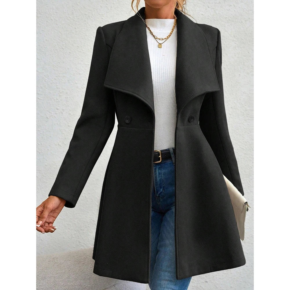 Krohn-e | Elegante Wollmantel mit Taillenschnitt Weicher Wollmix Klassisch und Sofistiziert