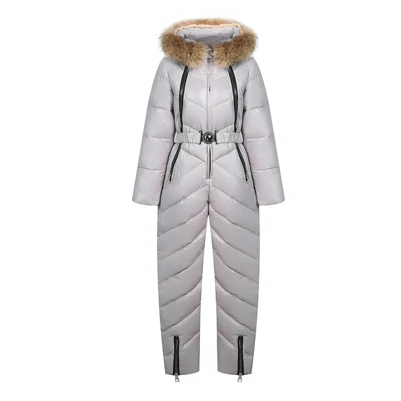 Krohn-e | Lässiger Winter Skianzug mit Pelzkragen Für Frauen