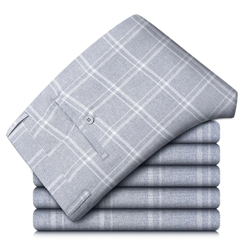 Herren-Stretchhose im eleganten Karomuster