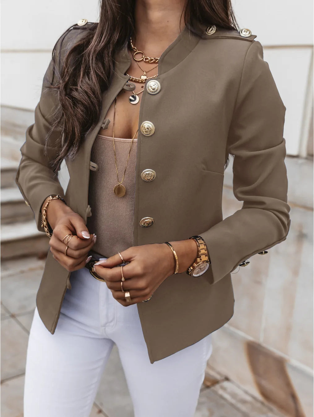 Avelena: Luxurious Button Blazer