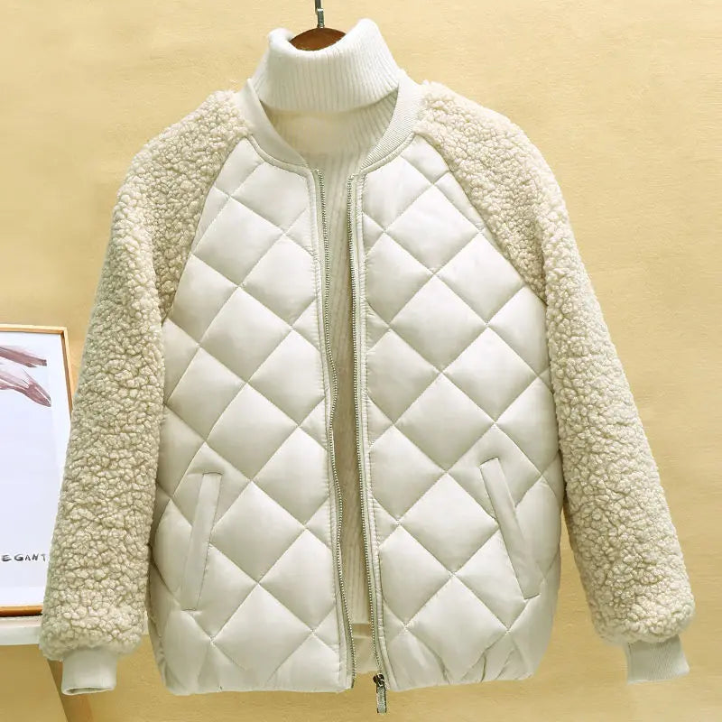 Krohn-e | Kurze Lässige Leichte Kunstlammwoll Winterjacke