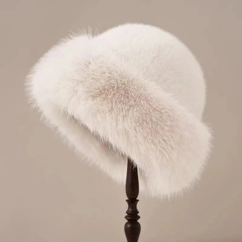 KROHN-E Damen Flauschige Wintermütze weiche Textur warm stylisch