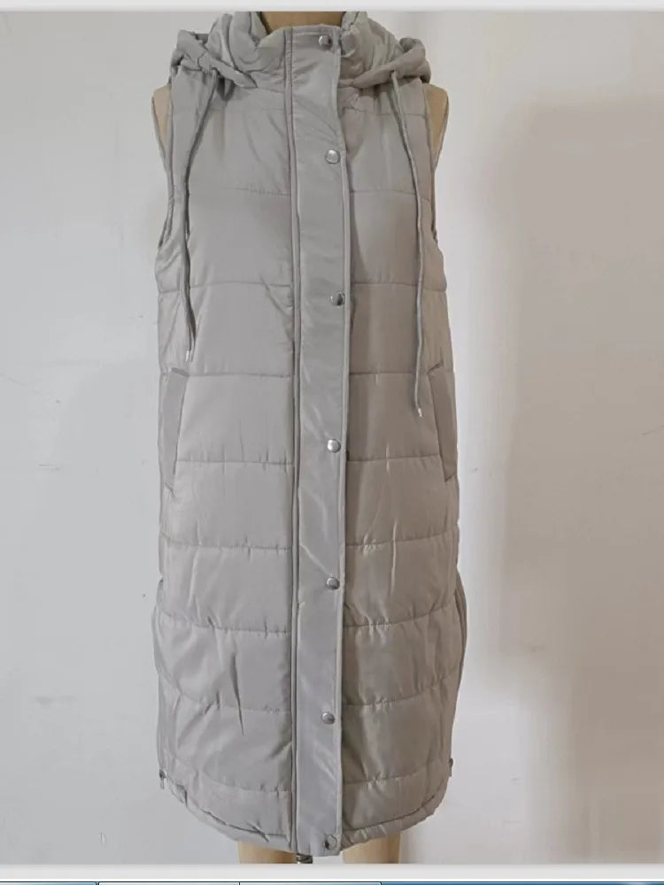 Krohn-e | Lange Pufferweste mit Kapuze Polyester Warm, Trendy