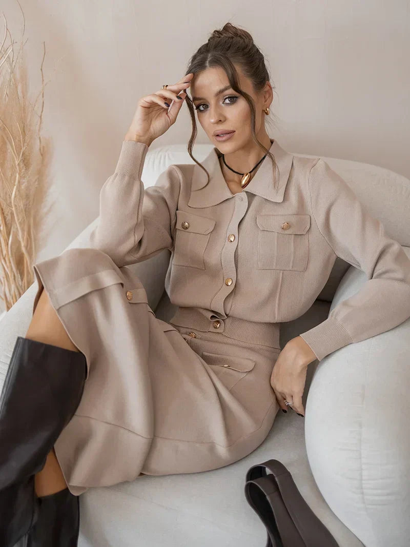 Herbst/Winter Strick-Blazer und Rock Set von Lusitha im Vintage-Stil