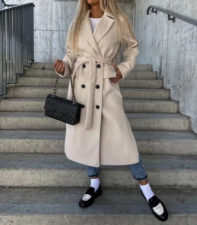 Krohn-e | Schicke Taillierte Damen Wolljacke mit Gürtel