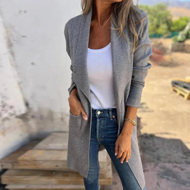 Krohn-e | Einfarbiger Mid Length Cardigan Mantel