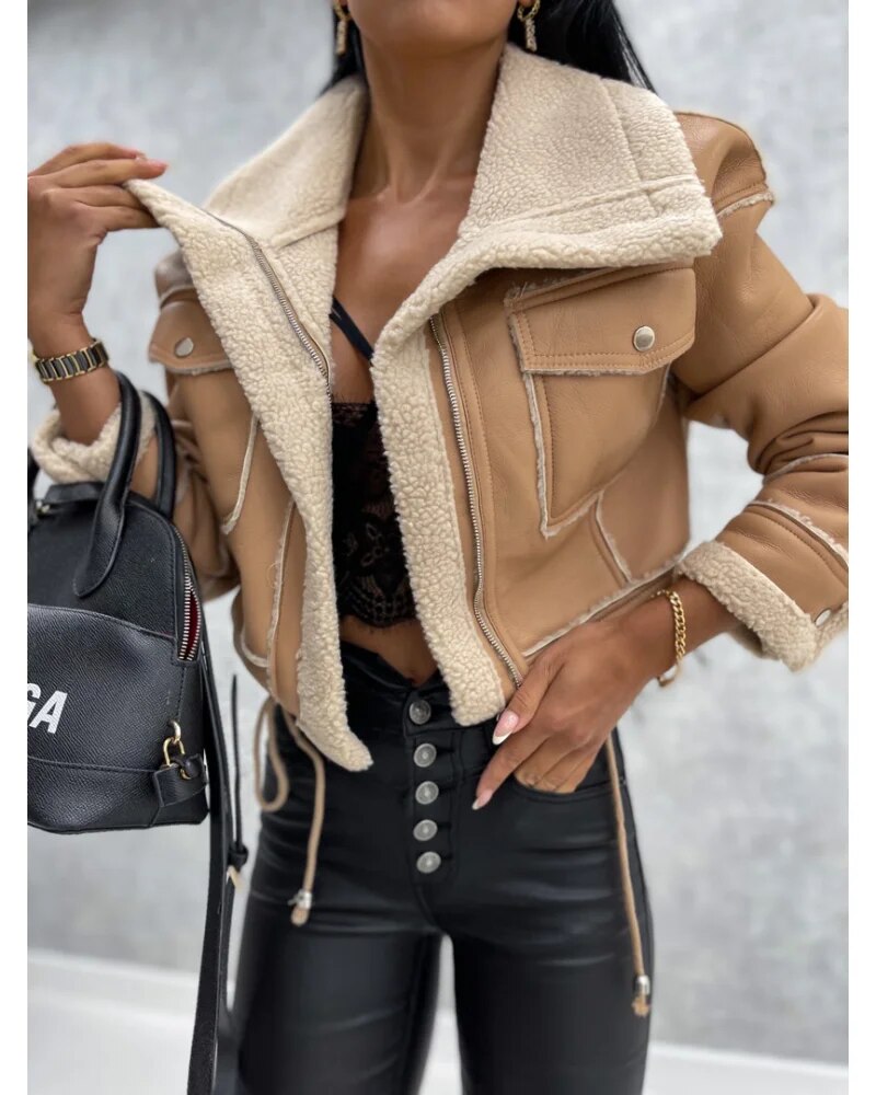 Krohn-e | Lederjacke mit Teddyfutter