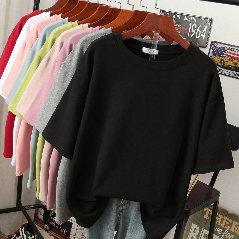Krohn-e | Oversized Baumwoll-Basic-T-Shirt für Damen