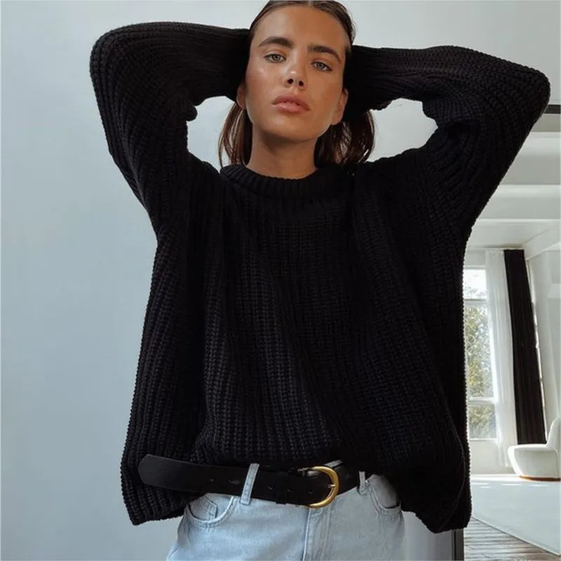 KROHN-E Damen Pullover Weich Entspannte Passform Leichtes Design