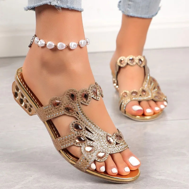 KROHN-E Damen Elegante Sandalen Verstellbare Riemen Glamour
