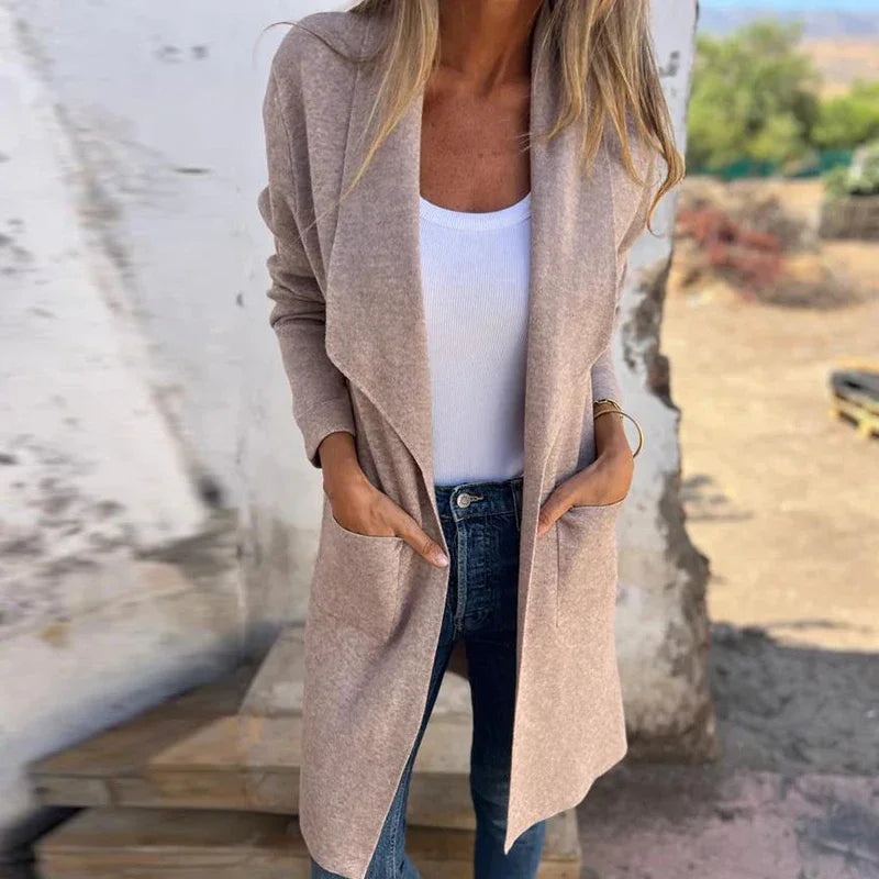 Krohn-e | Einfarbiger Mid Length Cardigan Mantel