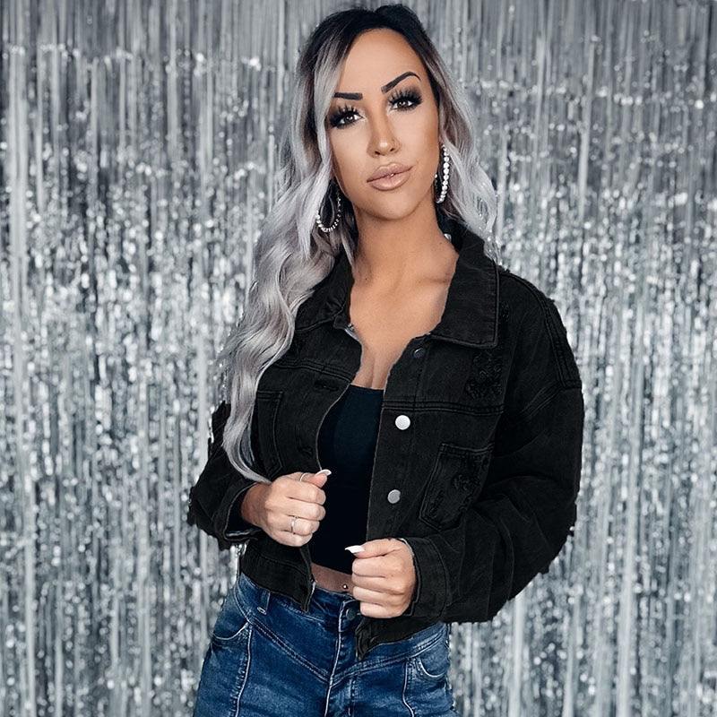Krohn-e | Elegante Jeansjacke mit Fransen
