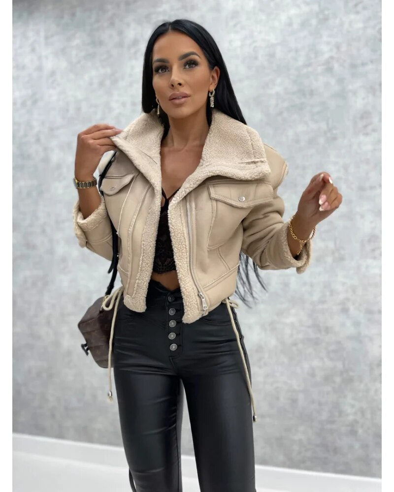 Krohn-e | Lederjacke mit Teddyfutter