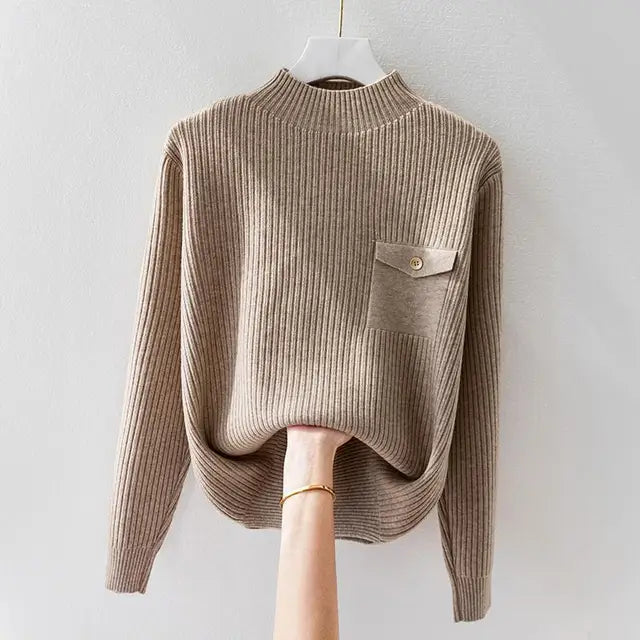 KROHN-E Damen Strickpullover Leicht Klassisch Vielseitig