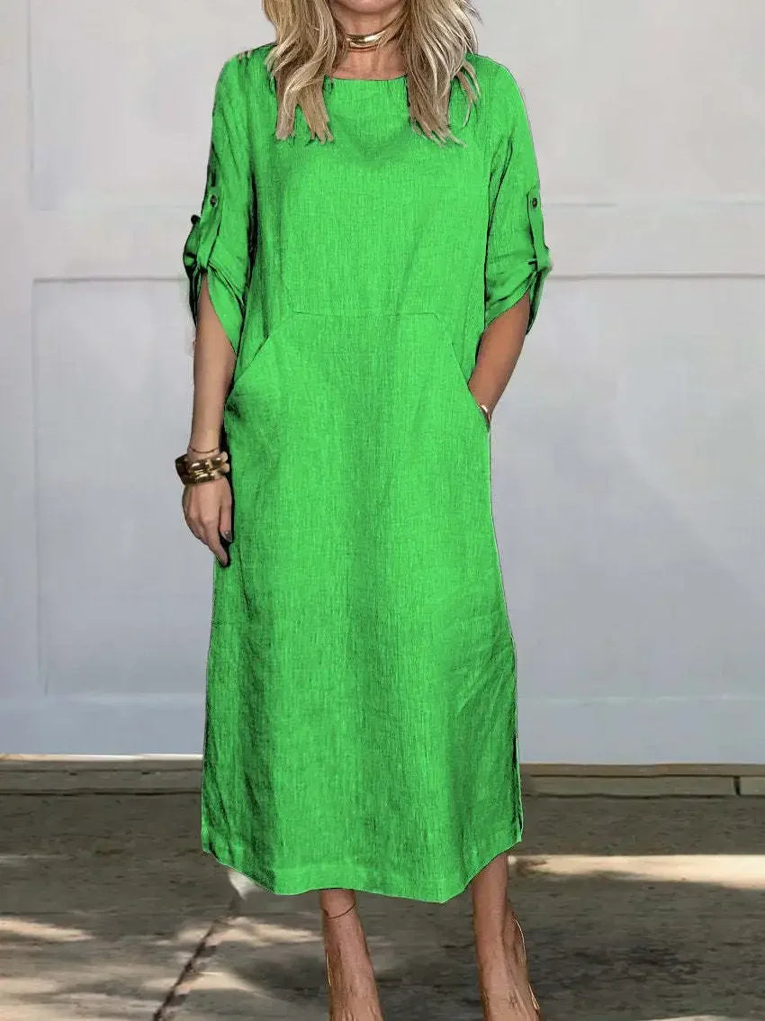 KROHN-E Damen A-Linien Kleid Locker Abend Drapiert Hellblau
