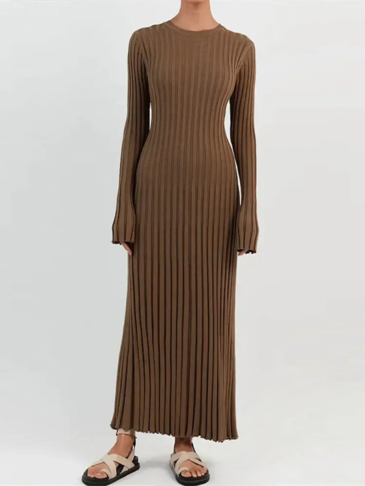 Damen-Plisseekleid Audrey: Elegant, mit Rundhals und Bindegürtel