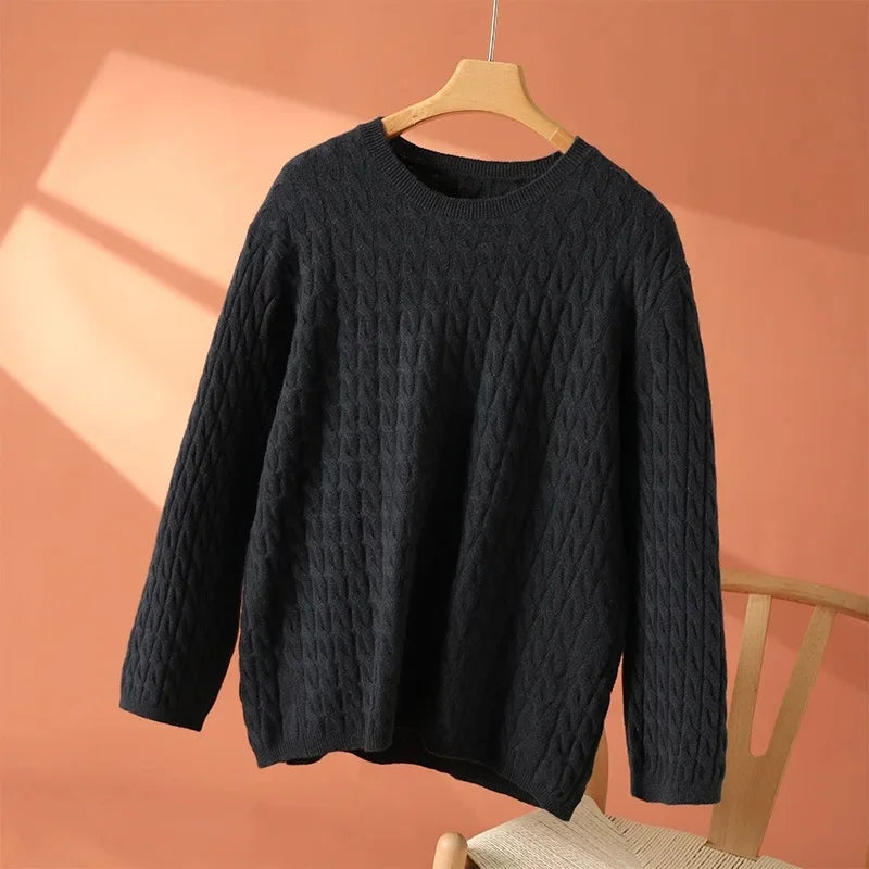 KROHN-E Damen Leichter Strickpullover Entspannte Passform