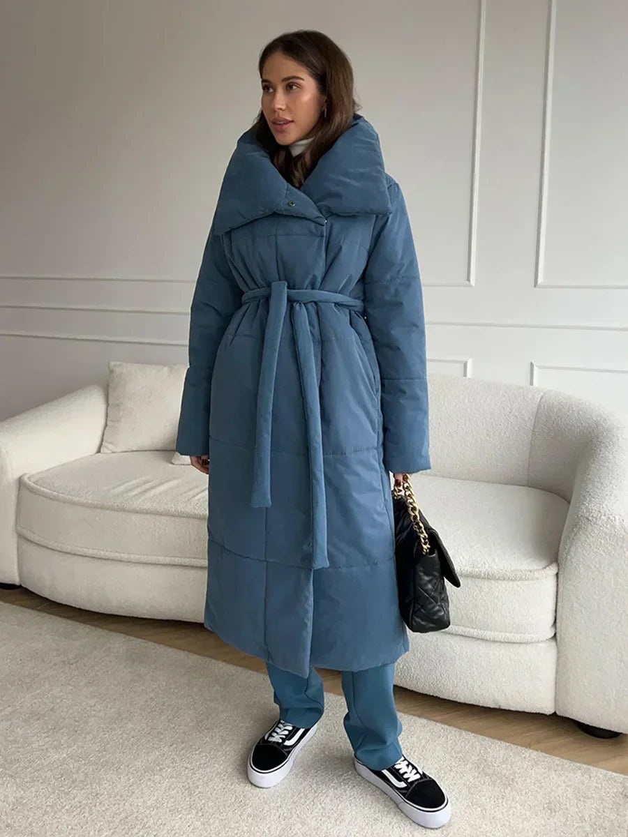Krohn-e | Parka Lang Steppjacke mit Gürtel für Damen Ideal für Den Winter