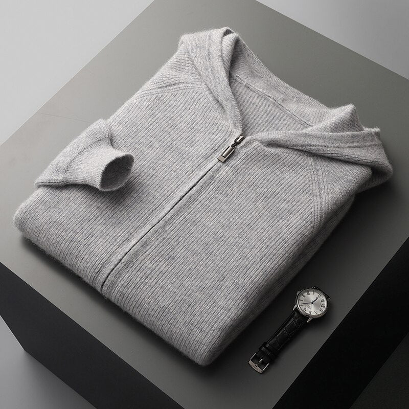 Männer Hoodie mit langen Ärmeln und Reißverschluss