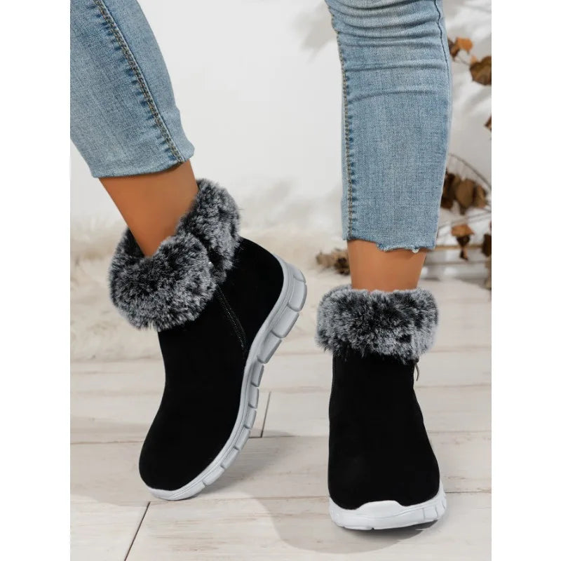 Krohn-e | Runde Zehe Schlichte Plüsch Winterschuhe