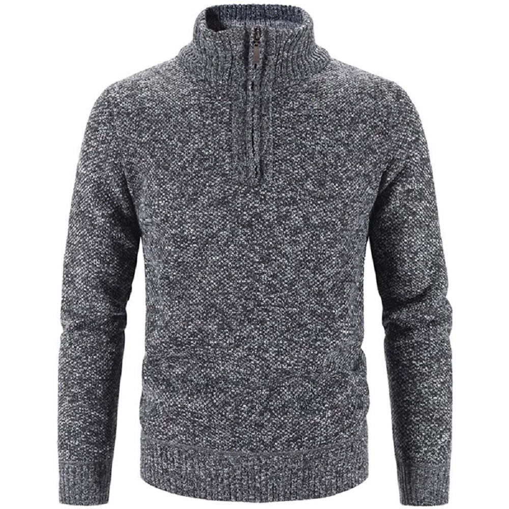 Herrenpullover mit kuscheligem Halb-Reißverschluss