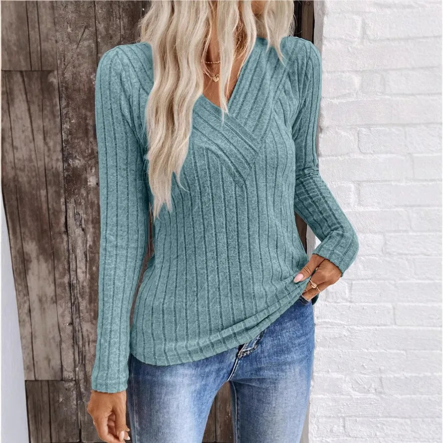 KROHN-E Damen Strickpullover Streifen Relaxed-Fit Leicht
