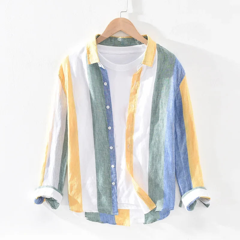 Krohn-e | Gestreifte Leichtgewichts-shirt Baumwollmischung Lässiger Stil