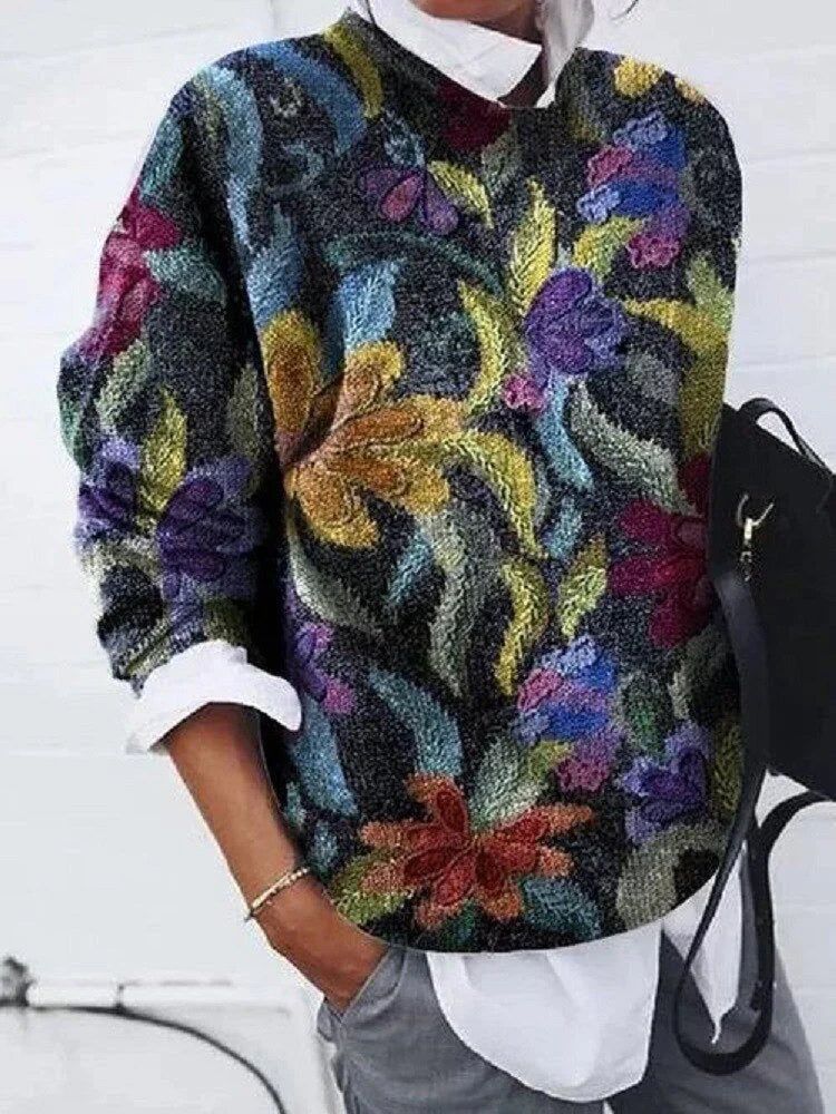 Edler Pullover mit Olive-Druck
