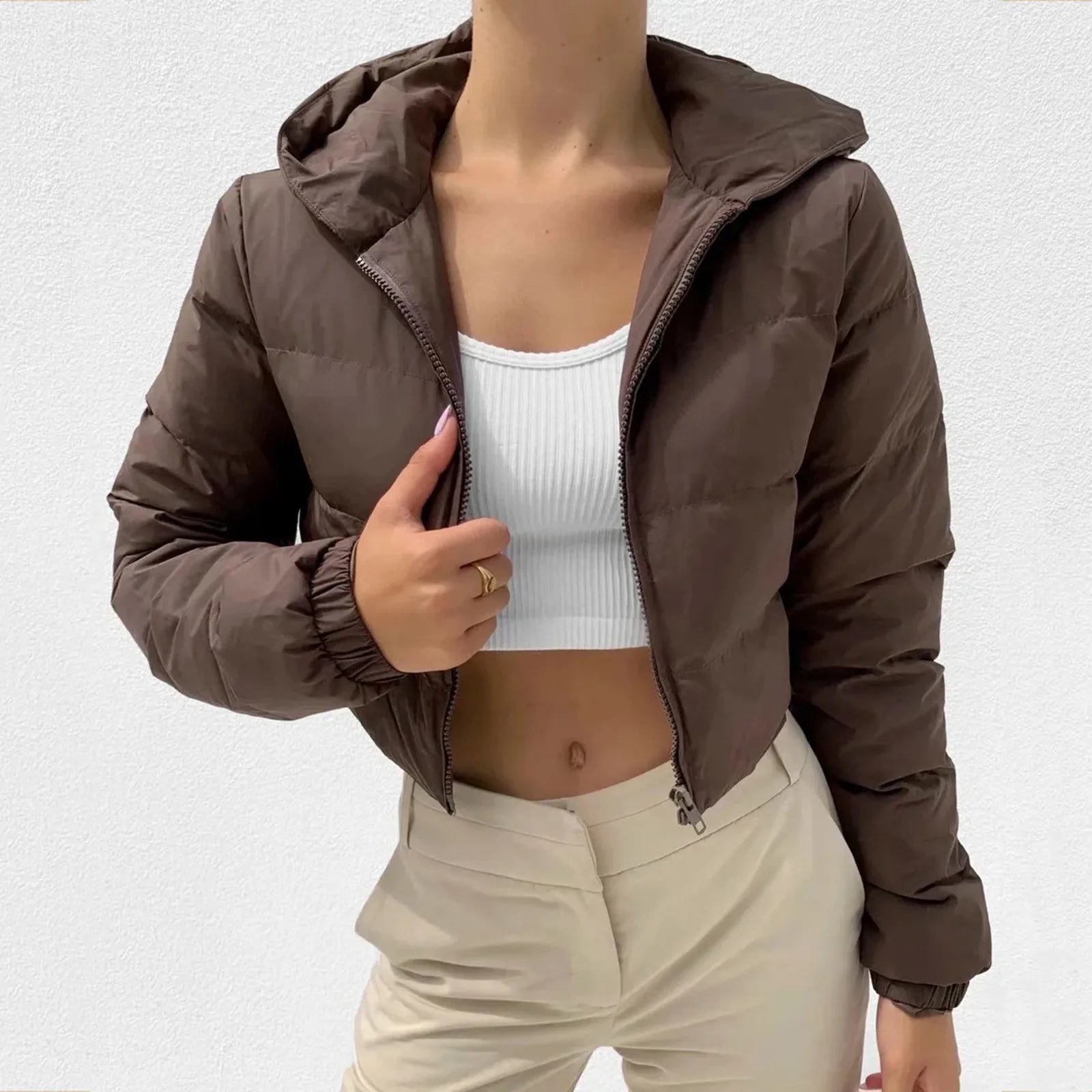 Krohn-e | Herbst Winter Lässige Fleece Doppelt Gearbeitete Daunenjacke mit Revers