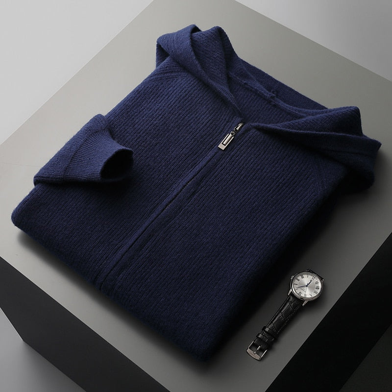 Männer Hoodie mit langen Ärmeln und Reißverschluss