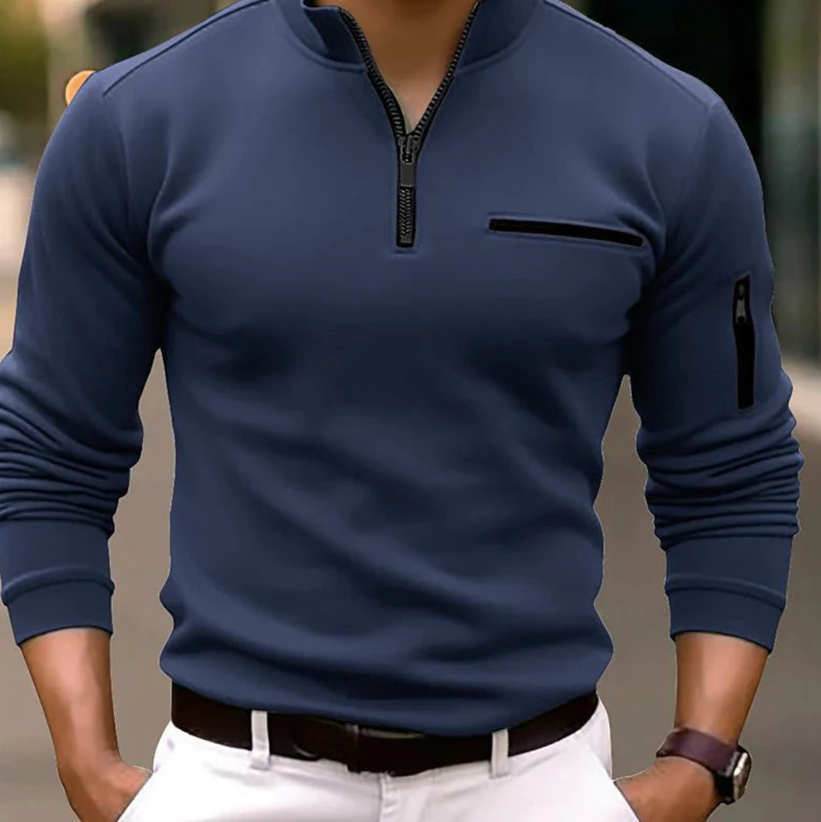 Jonas Herrenpullover mit 1/4-Reißverschluss