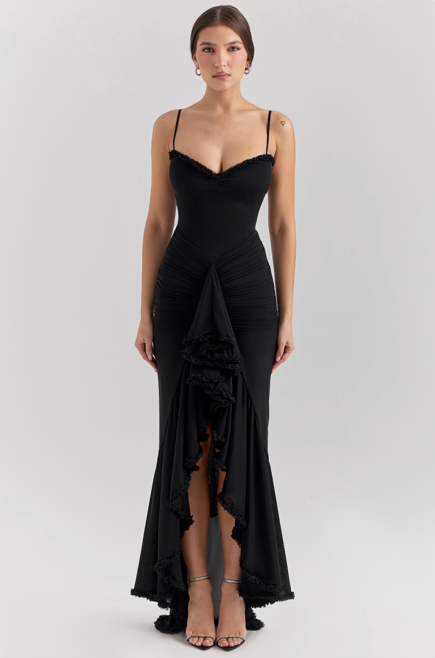 KROHN-E Damen Spitzenkleid Raffung Elegant Cocktailkleid