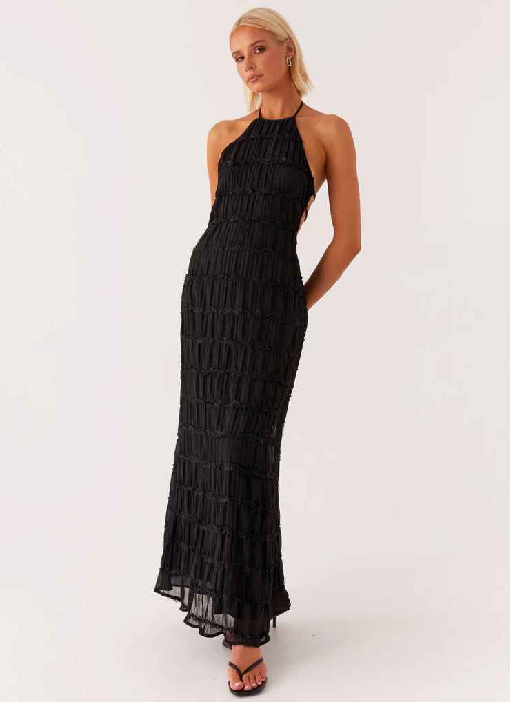 KROHN-E Damen Maxi-Kleid Neckholder Fließend Verstellbar Rosa