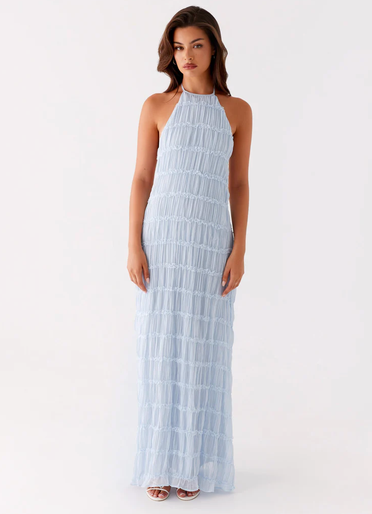 KROHN-E Damen Maxi-Kleid Neckholder Fließend Verstellbar Rosa