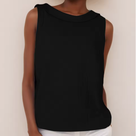 Clara | Damen Ärmellose Bluse Rollkragen einfarbig