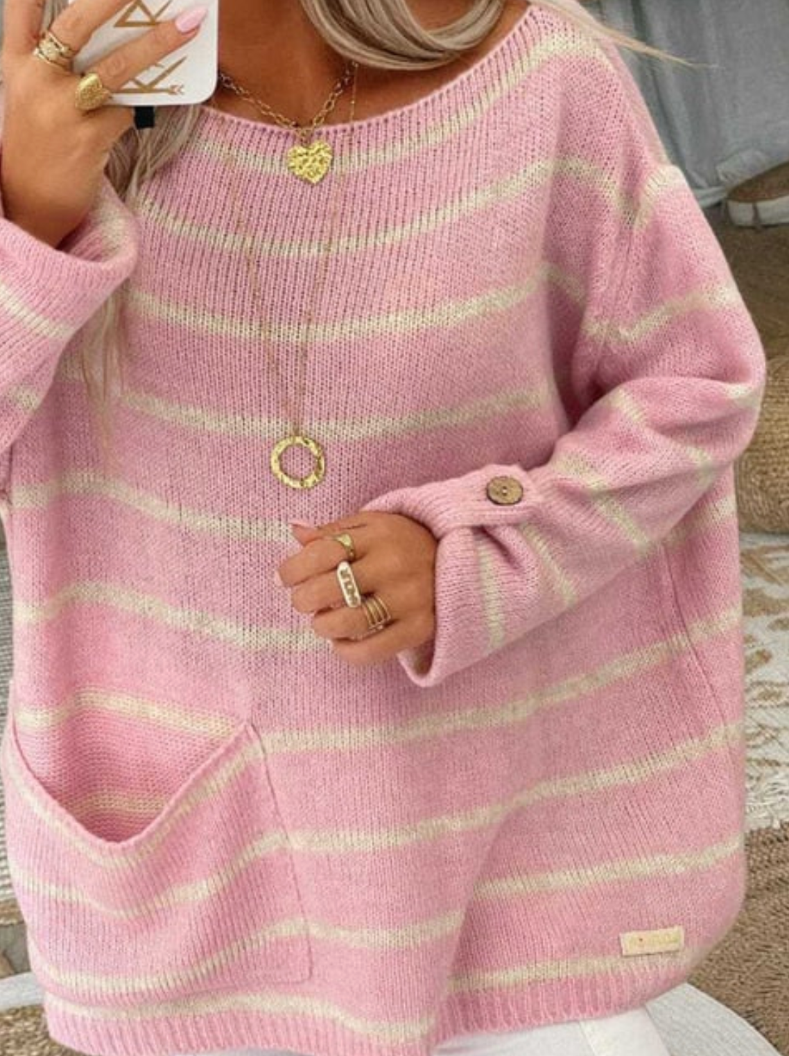 Krohn-e | Strick Oversize Pullover Wollmischung Lässig, Farblich