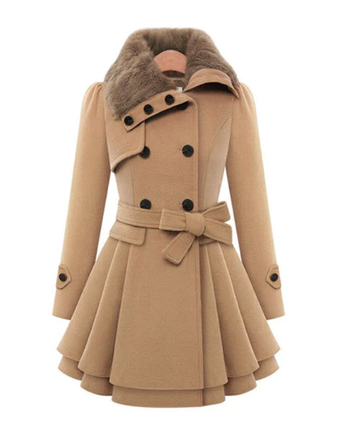 Krohn-e | Wollmischjacke - stilvolle doppelte Breasted Jacke mit Gürtel