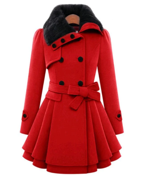 Krohn-e | Wollmischjacke - stilvolle doppelte Breasted Jacke mit Gürtel