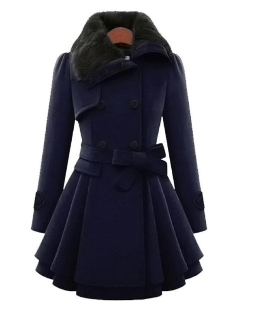 Krohn-e | Wollmischjacke - stilvolle doppelte Breasted Jacke mit Gürtel