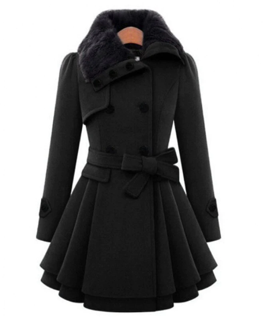 Krohn-e | Wollmischjacke - stilvolle doppelte Breasted Jacke mit Gürtel