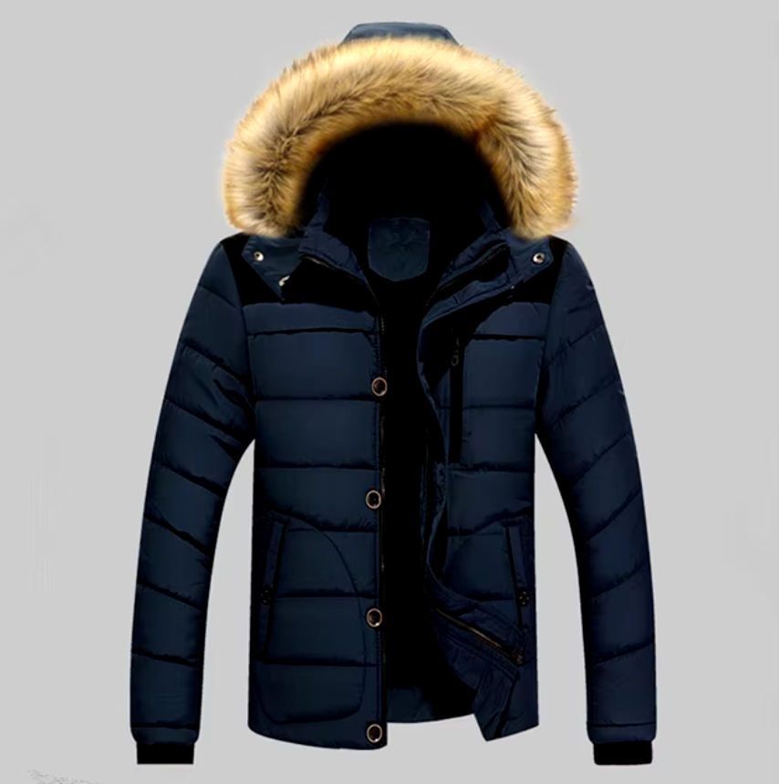 Herren Winterjacke mit stilvollem Kunstfell