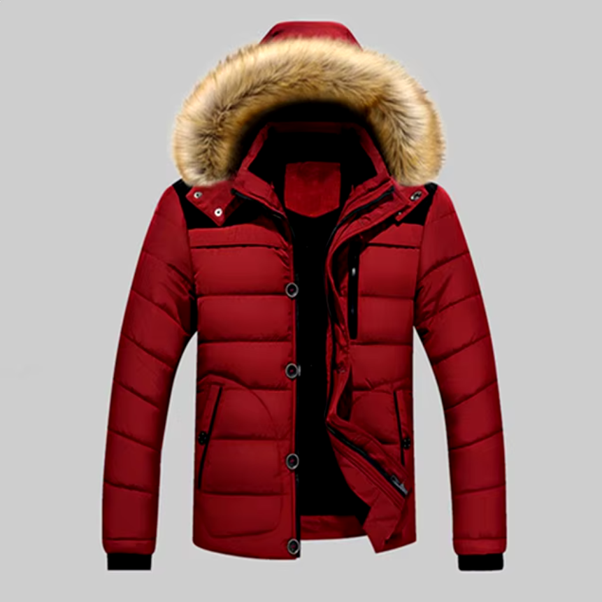 Herren Winterjacke mit stilvollem Kunstfell